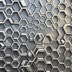Fototapeta premium 50 Futuristic Hexagons: A dynamic and modern background featuring hexagonal shapes in metallic colors that create a futuristic and sophisticated feel2, Generative AI