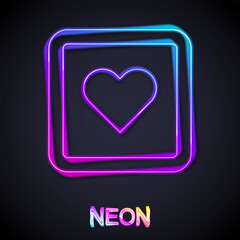 Glowing neon line Like heart icon isolated on black background. Counter Notification Icon. Follower Insta. Vector