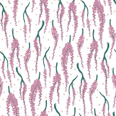 tiny bloom meadow flowers elements branches berry boho garden leafs wedding invitation clipart seamless pattern