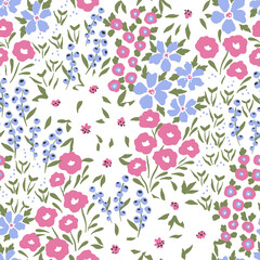 tiny bloom meadow flowers elements branches berry boho garden leafs wedding invitation clipart seamless pattern