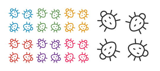 Set line Colorado beetle icon isolated on white background. Set icons colorful. Vector