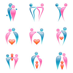 Vector icons mostly about couples, love, family.