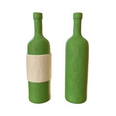 plasticine bottle isolated on white background. 3d rendering illustration. cute cartoon style