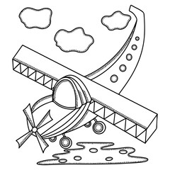 Vector airplane coloring book for kids or adults