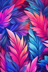 Tropische neon Blätter  Hintergrund - mit KI erstellt
