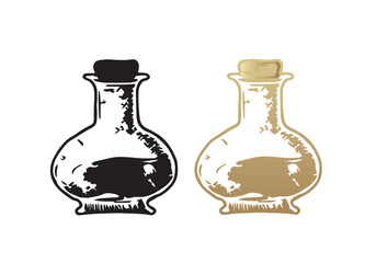 Vector Glass Bottle. Bottle line Drawing. Bottle logo design.
