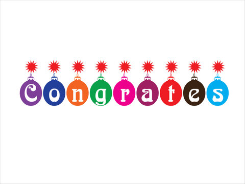Congrats Letter on white background. Congrats lettering text. Congrats calligraphy lettering. Template for logotype, design, logo, app, UI, badge, card, postcard.