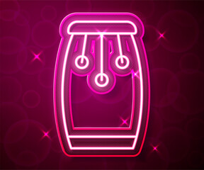 Glowing neon line Conga drums icon isolated on red background. Musical instrument. Vector