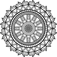 Monotone hand drawn doodle mandala. Ethnic mandala with colorful ornament. applied Thai art Isolated.