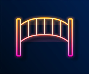 Glowing neon line Playground kids bridge icon isolated on black background. Vector