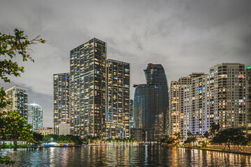 View of the Miami skyline at night