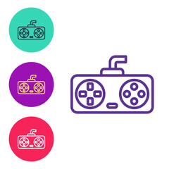 Fototapeta premium Set line Game controller or joystick for game console icon isolated on white background. Set icons colorful. Vector