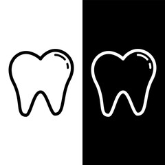 black and white tooth icon