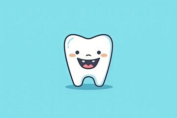 illustration of cute happy Tooth mascot or character. Happy dentist day, tooth sketch for your design. Image generated by artificial intelligence