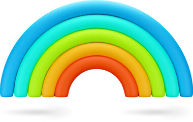 3D Cartoon Colorful Rainbow Isolated on White Background. 3D Weather Icon. Vector Illustration of 3d Render in minimal style.