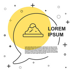 Black line Rice in a bowl icon isolated on white background. Traditional Asian food. Random dynamic shapes. Vector