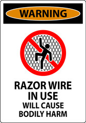 Warning Sign Razor Wire In Use Will Cause Bodily Harm