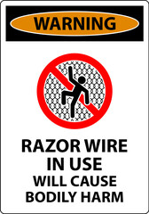 Warning Sign Razor Wire In Use Will Cause Bodily Harm