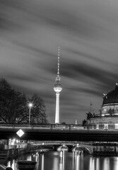Fototapeta na wymiar Black and White view of Berlin landmark, Fernsehturm Germany
