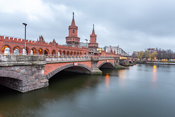 The Oberbaumbrücke, a landmark bridge in Berlin, Germany