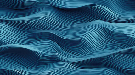Obraz premium Illustration of a minimalist representation of water with wavy lines on a blue background, AI