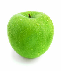 green apple with drops of water