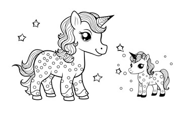 Magical Unicorn Coloring Page for Kids, Fantastical Unicorn Artwork for Coloring and Relaxation