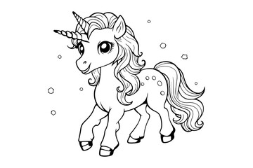 Magical Unicorn Coloring Page for Kids, Fantastical Unicorn Artwork for Coloring and Relaxation