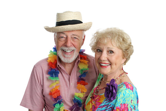An attractive mature couple enjoying their second honeymoon on a tropical vacation.