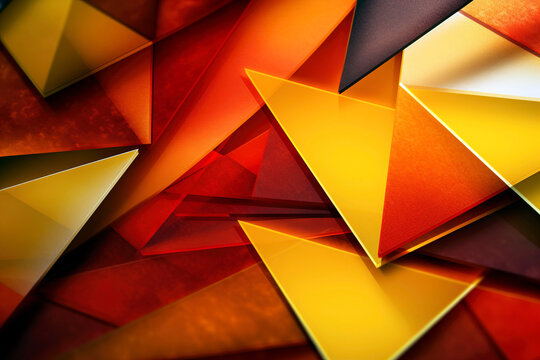 Abstract geometric background blending yellow, orange, and red hues, wallpaper. © Melipo-Art