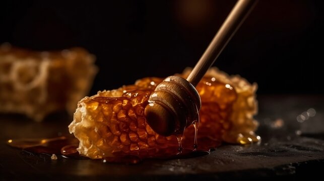 honey dripping from a stick