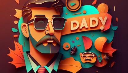 Fototapeta na wymiar Fathers day special illustration , colorfull illustration.Generative AI.