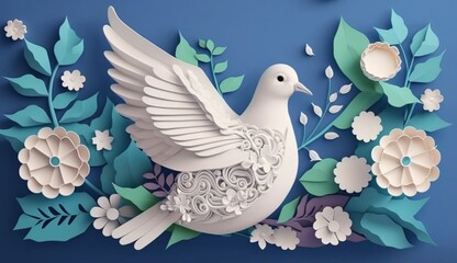 Paper cut style, Paper art of International Peace Day.Generative AI.