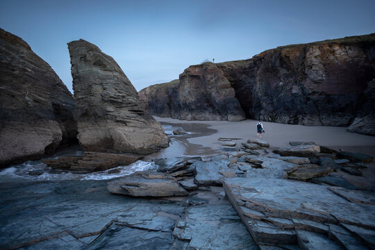 Beach of the Cathedrals in Ribadeo, Lugo, Galicia. Also called Augas Santas beach. Cliffs and stone arches. nature monument.