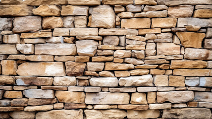 Obraz premium Texture of a stone wall in light brown tones, rocky backdrop wallpaper.