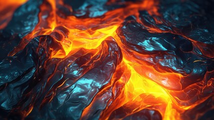 Melting iron is cooling down and still burning from the inside and the machine producing extreme hit and lava