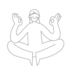 silhouette of yoga lotus pose quirky character illustration