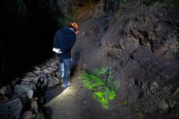 A group of tourists visits the Consuelo mine in A Pontenova, Lugo. Old iron mine, the second largest in Galicia.