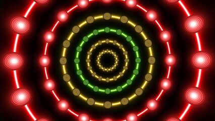 Flashing Red and Yellow and Green Colors Circular Lamps Overlay