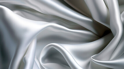 Fototapeta na wymiar White silk satin fabric abstract background wallpaper.