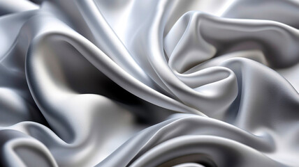 Naklejka na ściany i meble White silk satin fabric abstract background wallpaper.