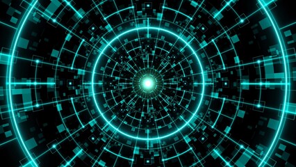 Obraz premium pulsing cyan circle digital background