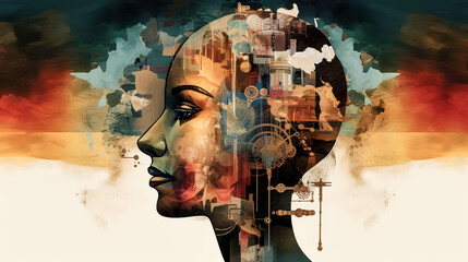 Surreal head abstract art artwork was created using generative AI - generative AI.