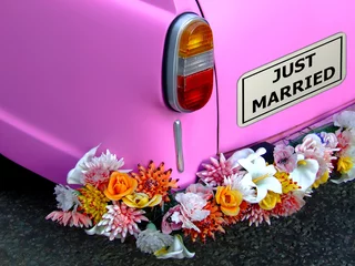 Deurstickers Just married bumper sticker © Designpics