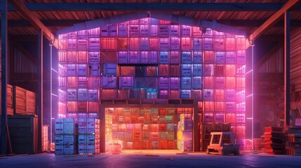 Naklejka premium creative concepts, ideas, and illustration of modern automated warehouse