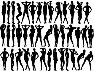 Sexy girl silhouette collection isolated on white background. Set of sexy girl silhouette  in different poses