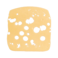 cheese slice isolated on white background, piece of sliced gouda cheese laid out to create layout