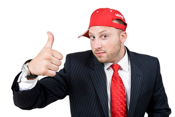 man wishing good luck on isolated background