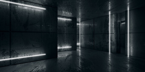 Neon and neon beams in the dark room