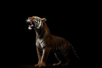 fierce tiger roaring in the darkness Generative AI